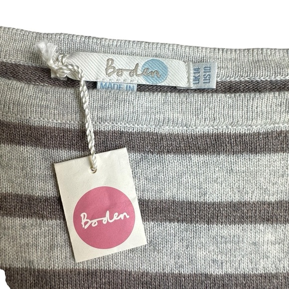 Boden NWT Gray Stripe Tunic Sweater Sz 10 Lightweight Cashmere Blend - Picture 2 of 6